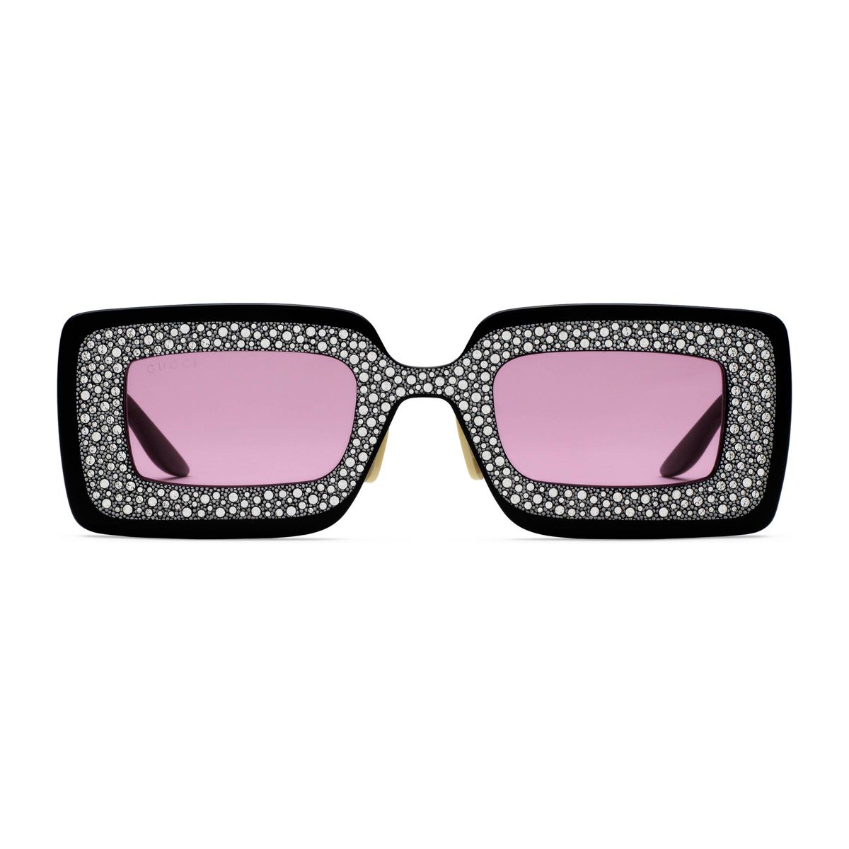 Gucci Rectangular Frame Crystals Black Sunglasses