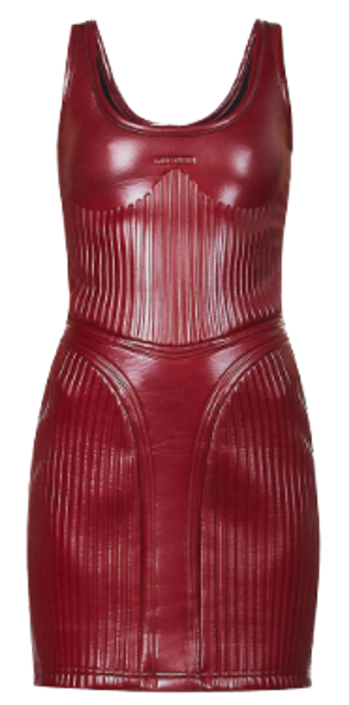 Mugler Embossed Sleeveless Faux Leather Mini Dress