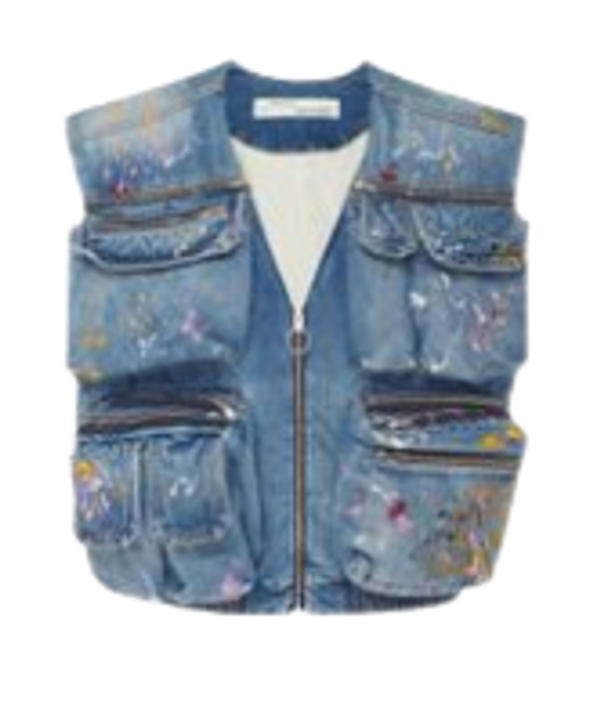 Off-White × Virgil Abloh Blue Painted Distressed Denim Vest