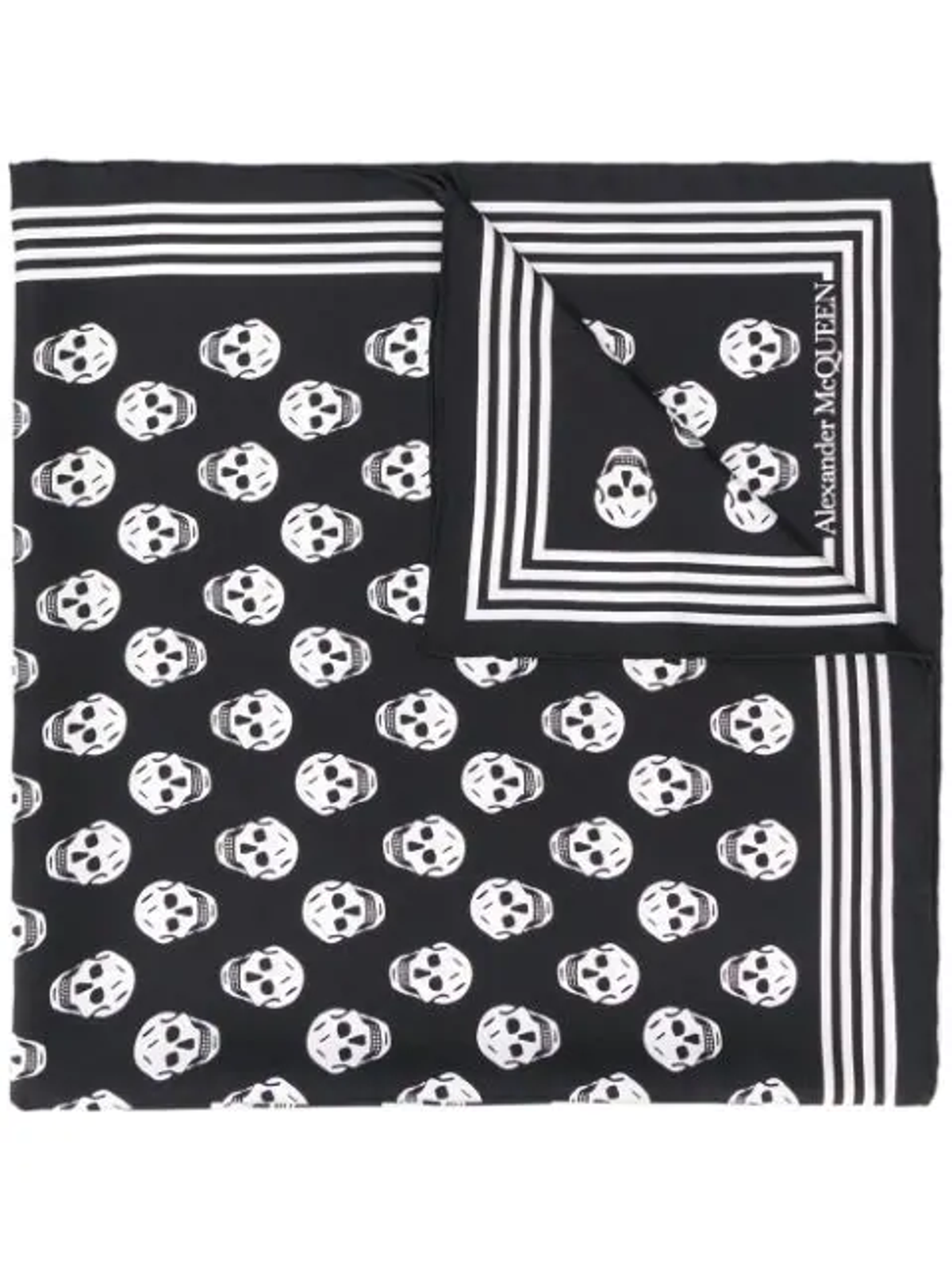 Alexander McQueen Black White Silk Skull Scarf
