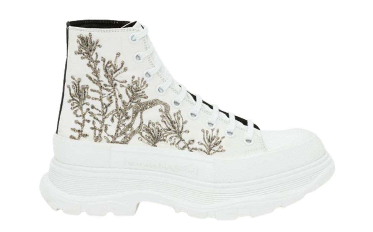 Alexander McQueen Tread Slick White/Silver Boots
