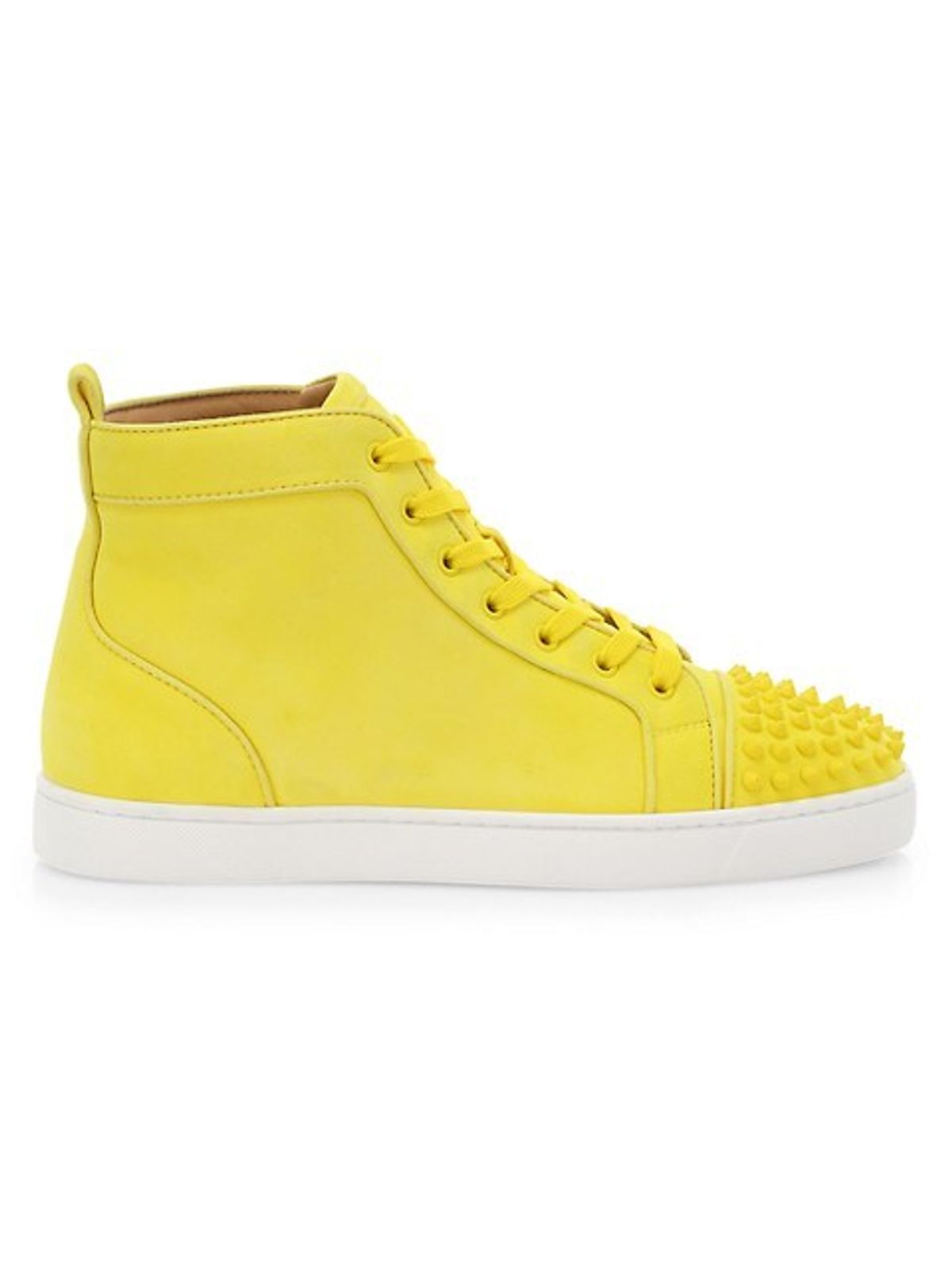 Christian Louboutin Lou Spike Suede Citronnade High-Top Sneakers
