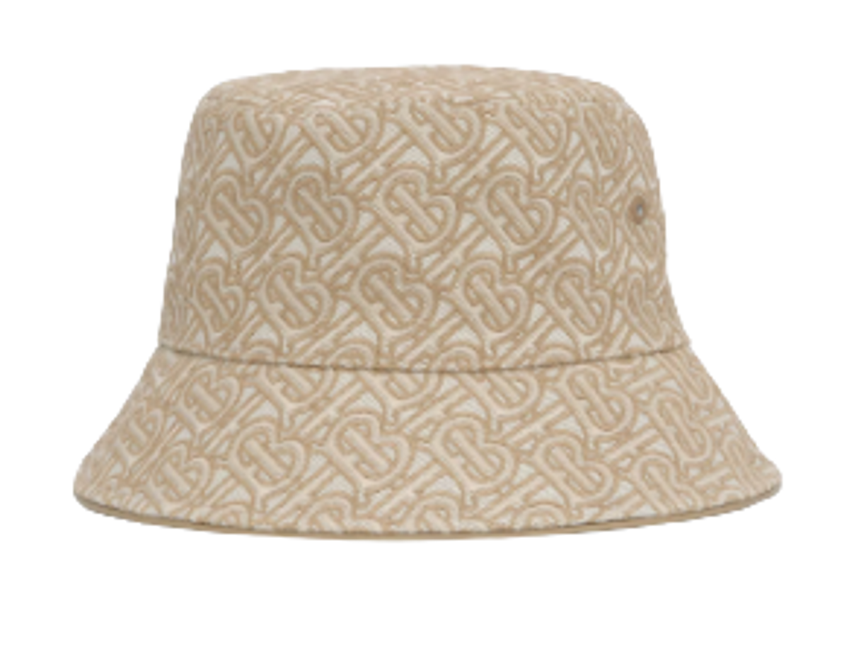 Burberry Embroidered Monogram Linen Cotton Bucket Hat