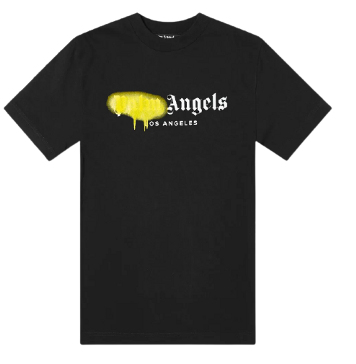 Palm Angels Black Yellow LA Sprayed Logo T-Shirt
