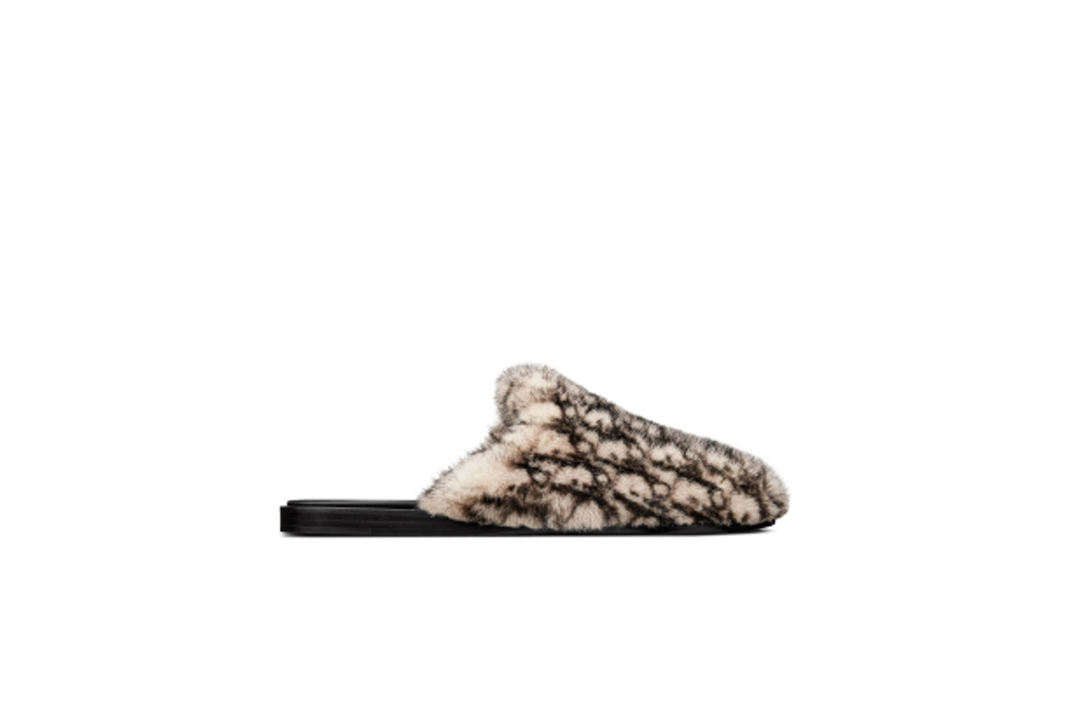 Dior Mule Flat Mink Fur Black Shoes