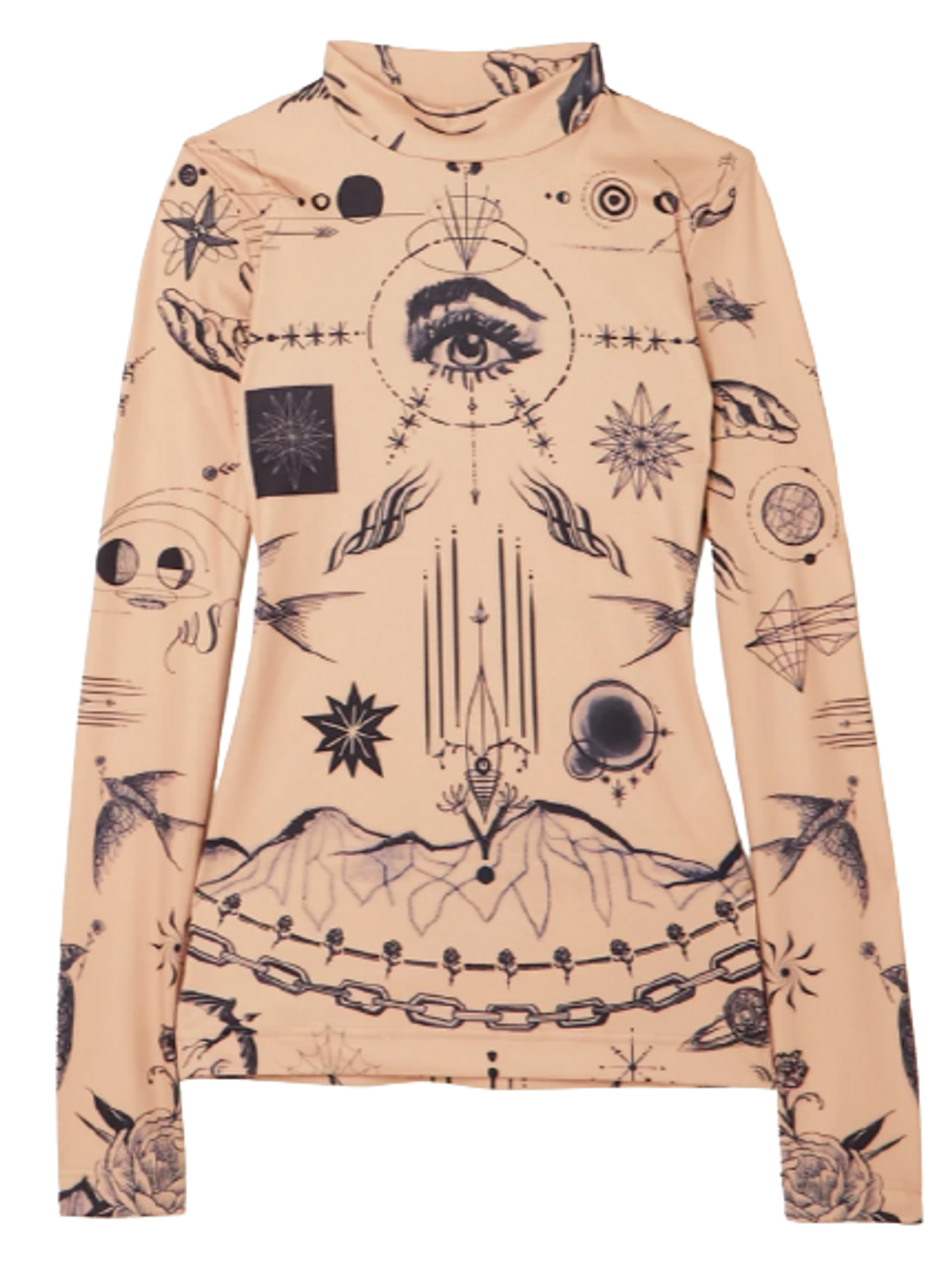Sacai × Jean Paul Gaultier Graphic Beige Turtleneck