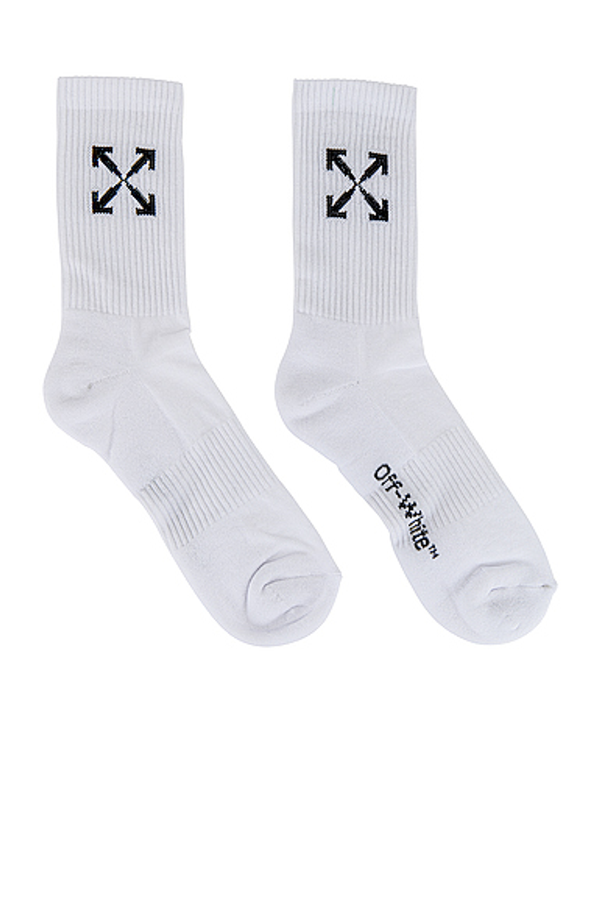 Off-White Single Arrow Logo Mid White Length Socks