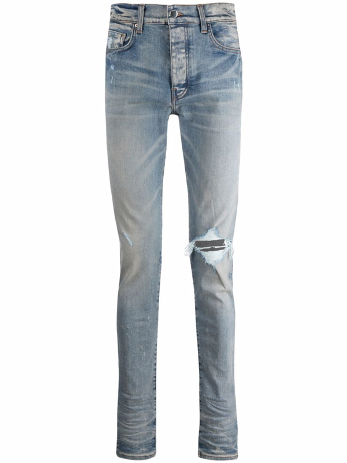 Amiri Distressed Skinny Jeans In Blau