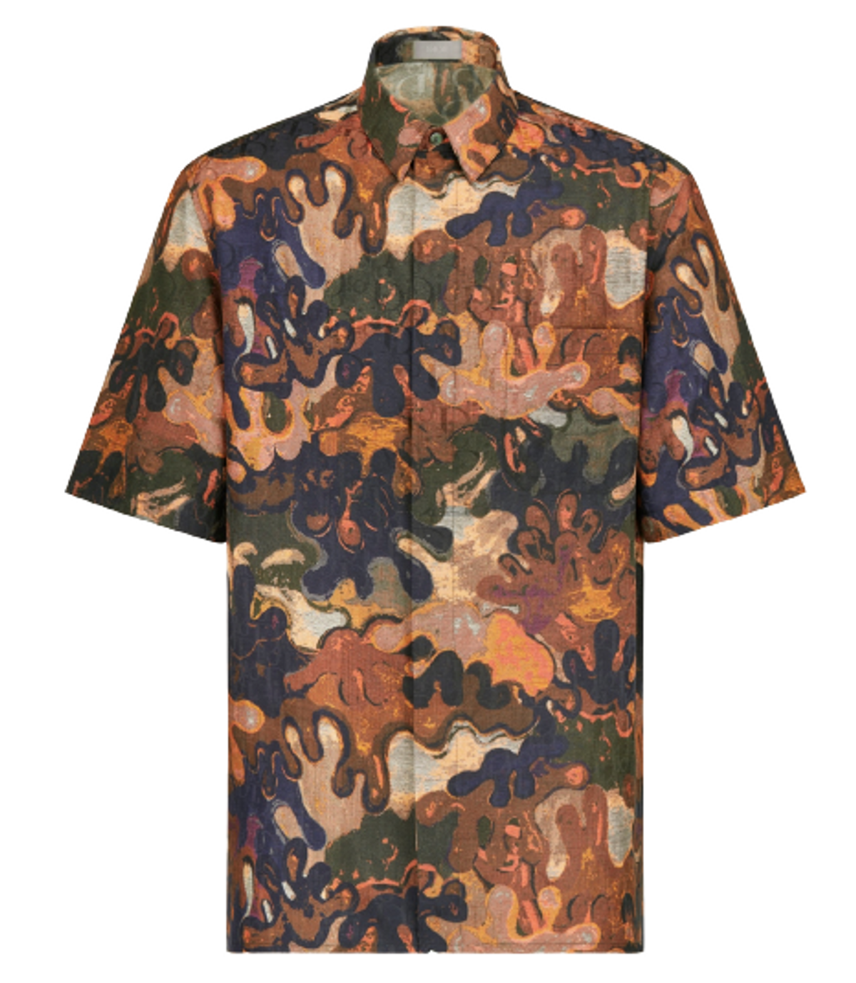 Dior × Peter Doig Multicolor Camouflage Silk and Cotton Jacquard Shirt