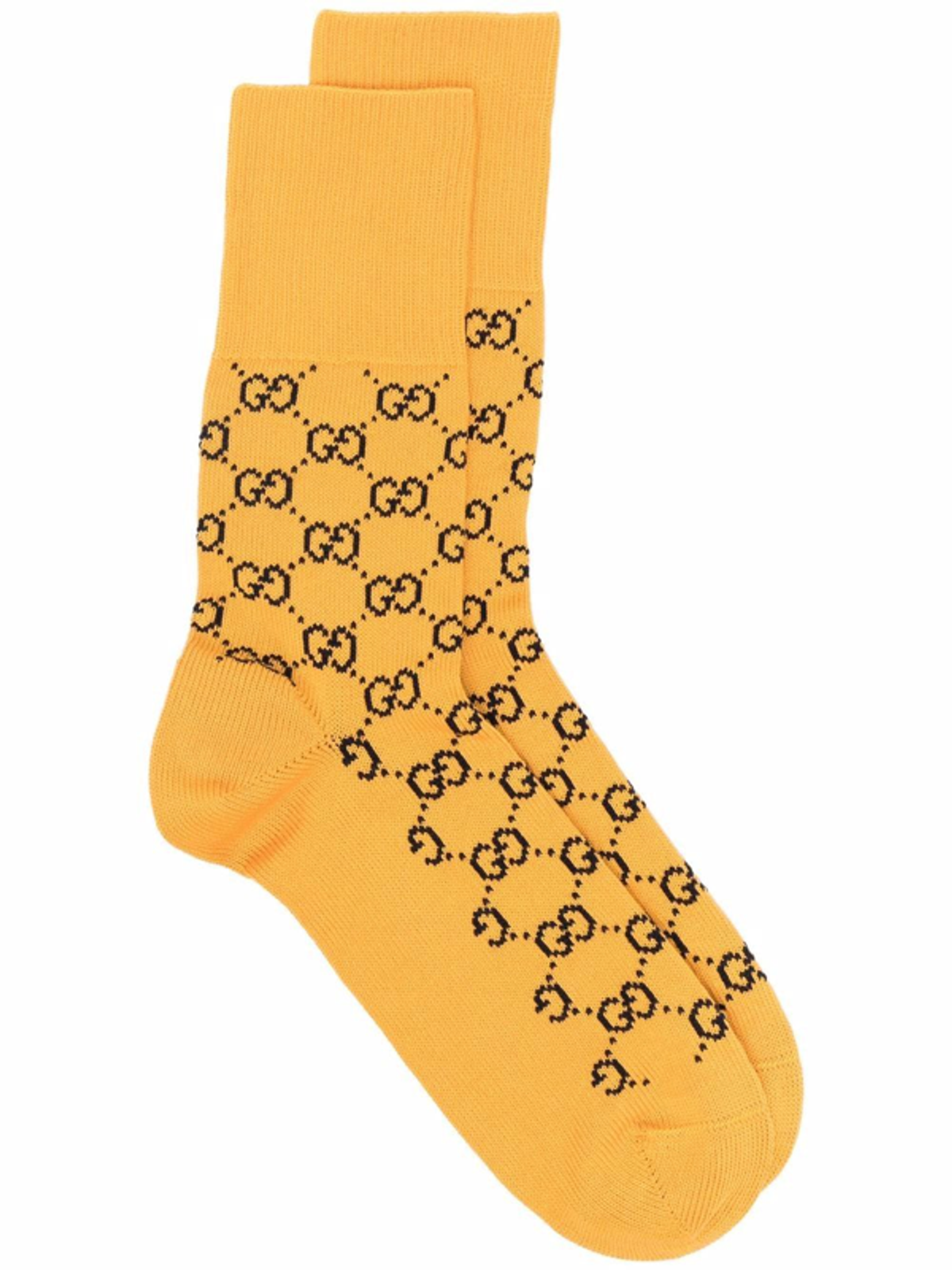 Gucci Monogram-Pattern Yellow Intarsia-Knit Socks