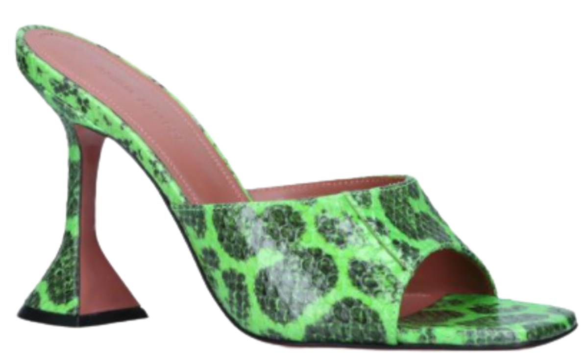 Amina Muaddi Lupita Snake Radar Slipper Green Sandals