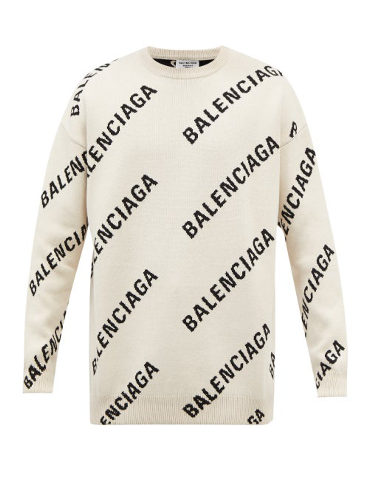 Balenciaga Logo Jacquard Cotton Blend Sweater