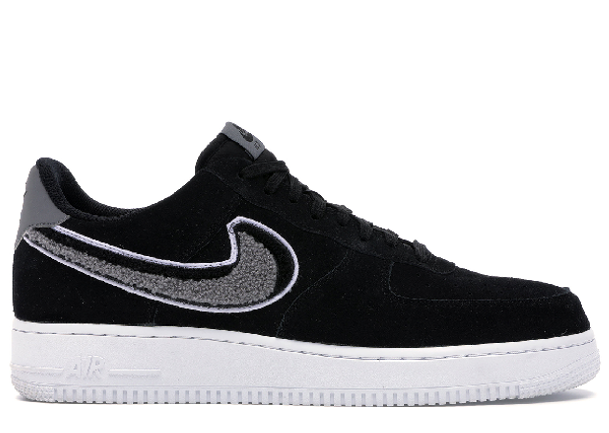 Nike Air Force 1 Low 3d Chenille Swoosh Black Cool Grey Sneakers