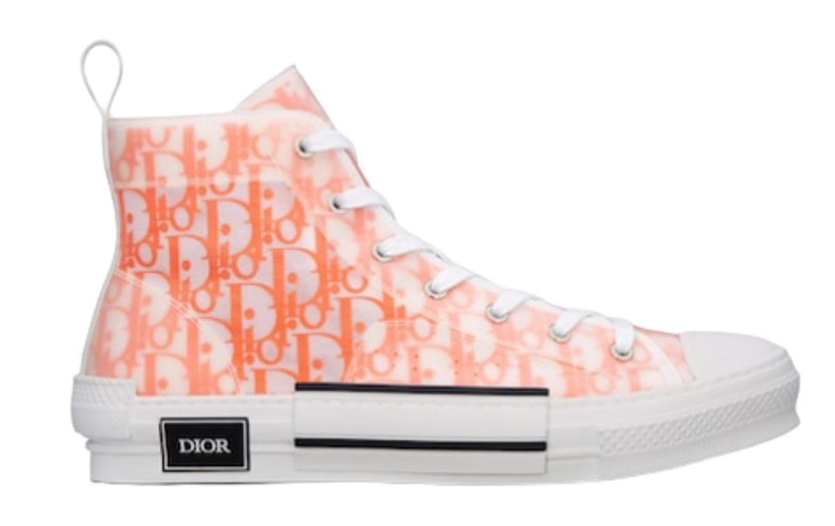 Dior White Orange Oblique Canvas Sneakers