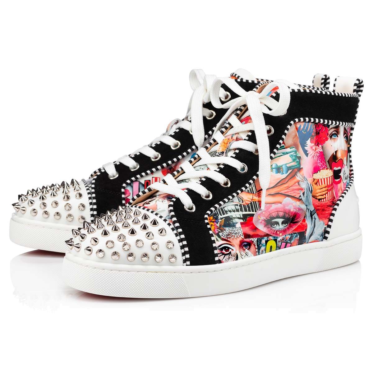 Christian Louboutin Lou Spikes Orlato Flat High Tops Multi CalfSneakers