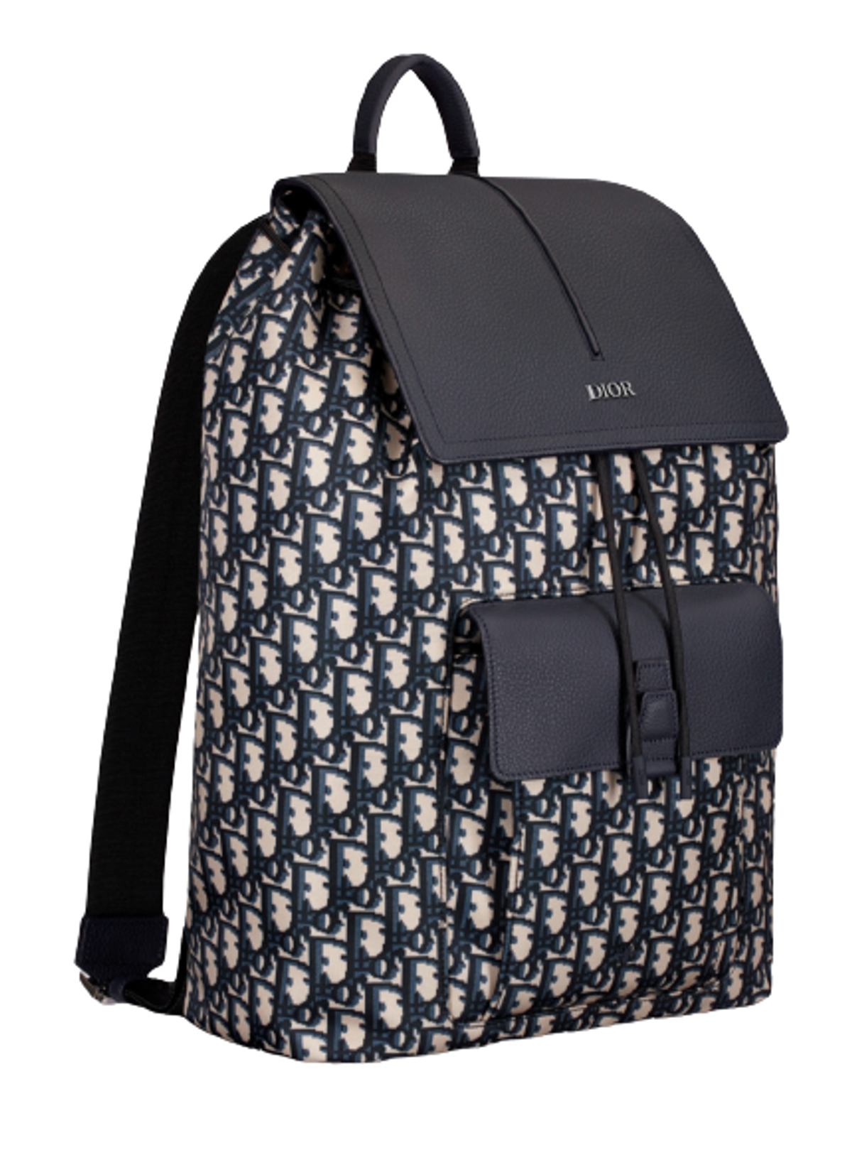 Dior Beige and Black Dior Oblique Nylon and Black Grained Calfskin Motion Backpack