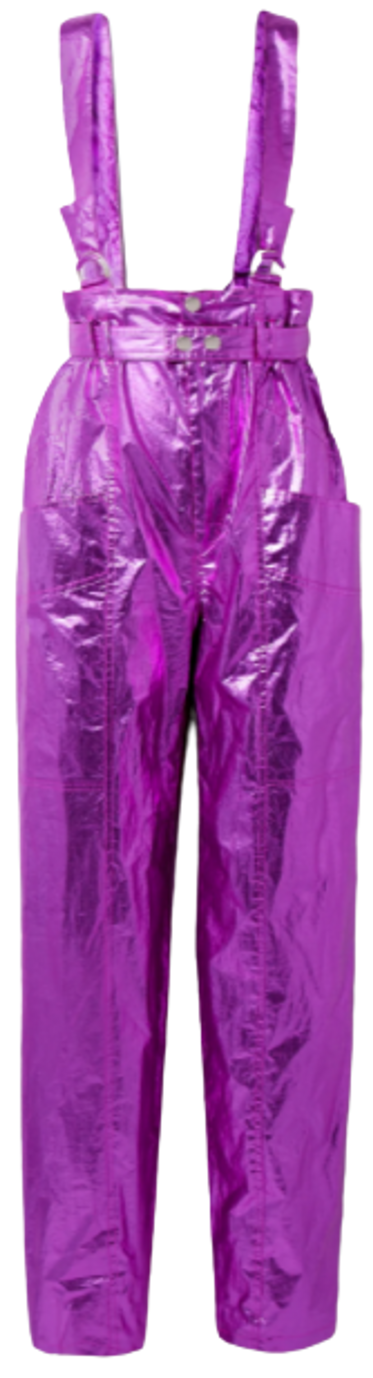 Isabel Marant Gilekla Convertible Metallic Coated Cotton Tapered Purple Pants