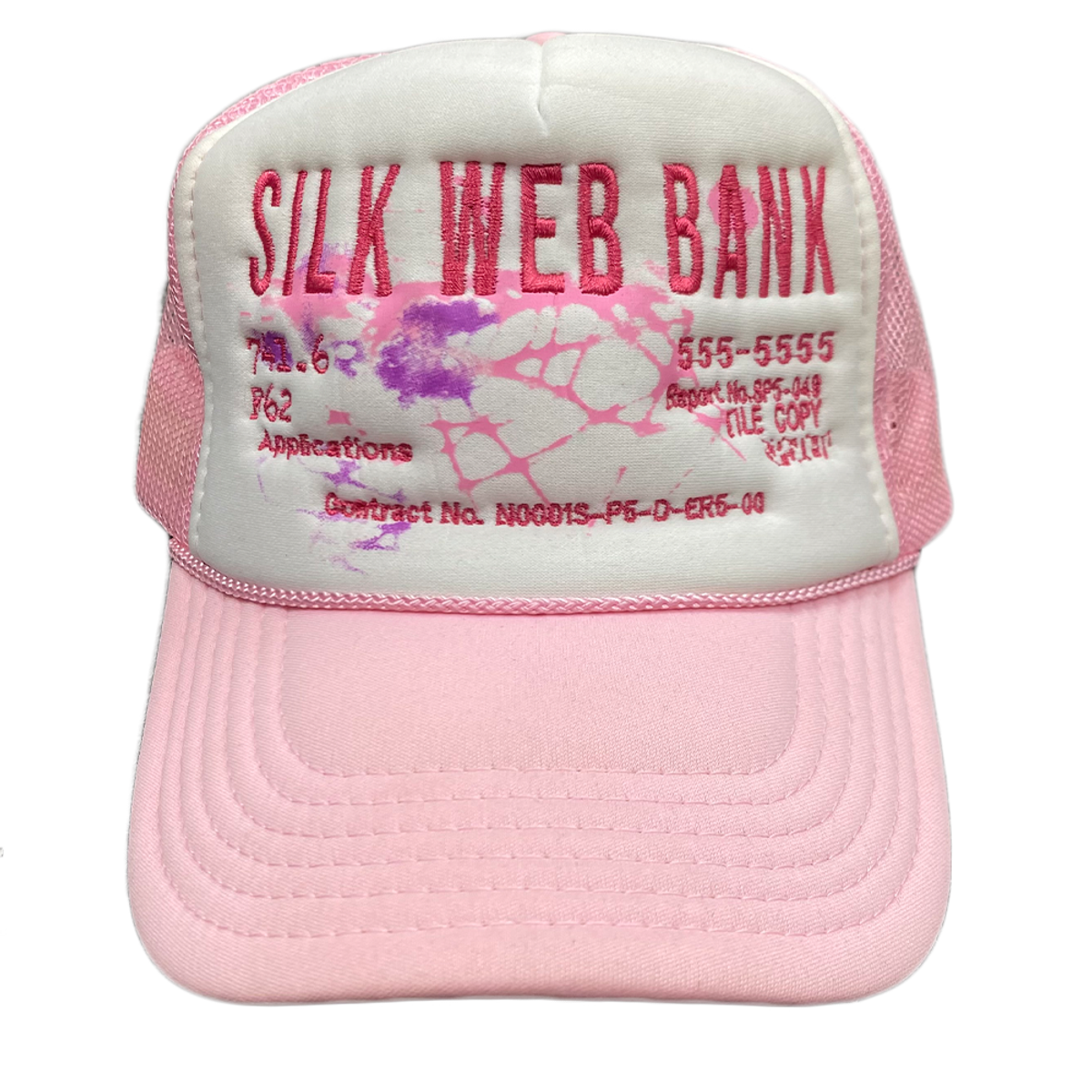 Spider Worldwide Silk Web Bank Pink White Trucker Cap