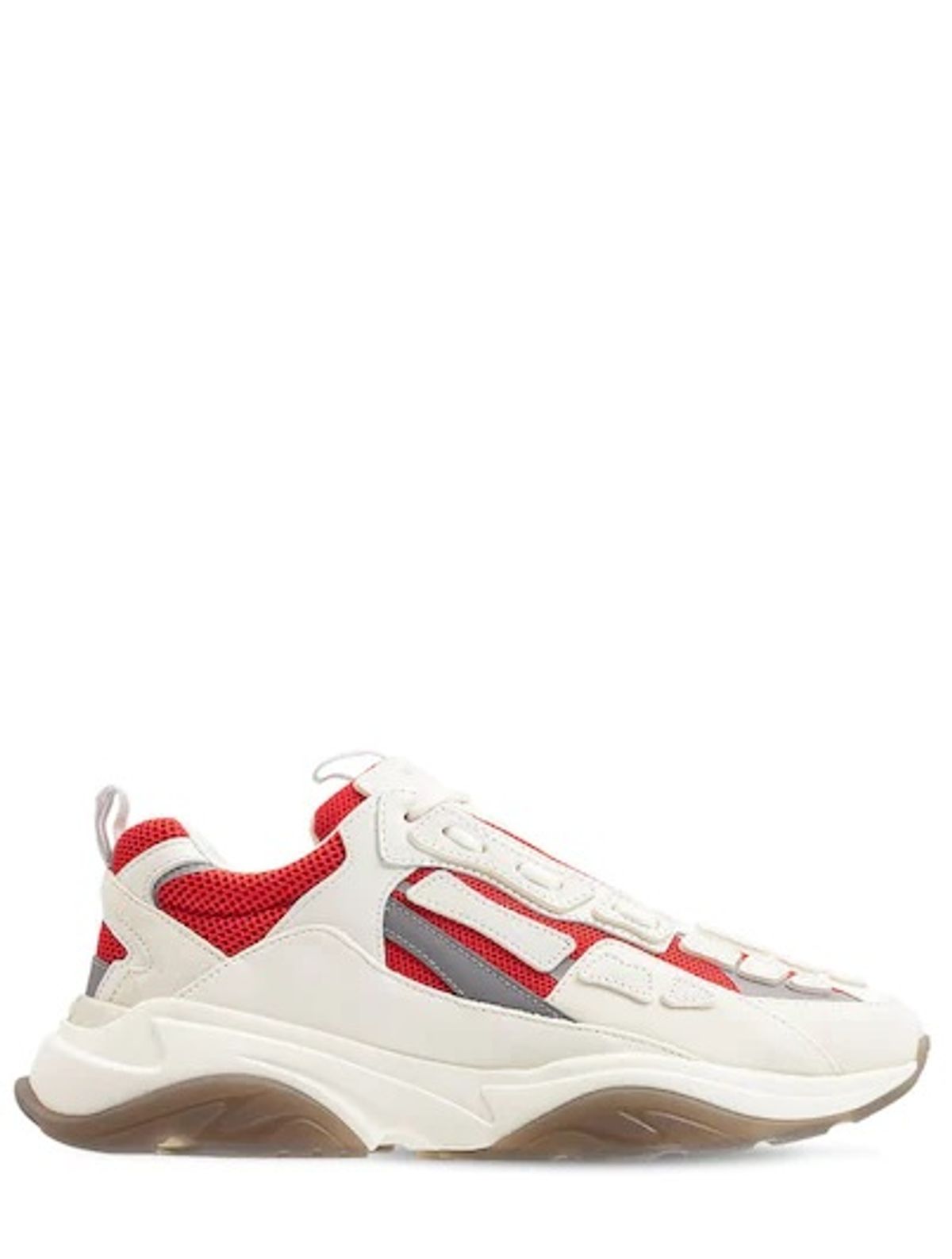 Amiri Bone Runner Leather And Suede-trimmed Mesh Sneakers In White