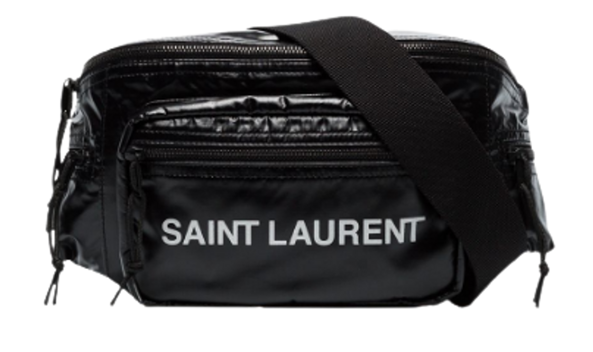 Saint Laurent Logo Printed Padded Black Belt Bag