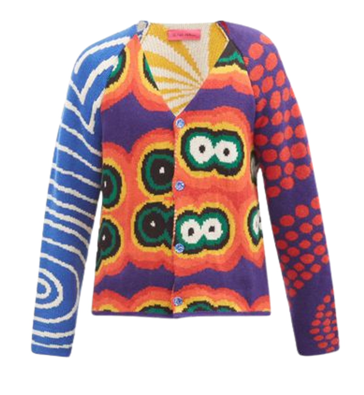 The Elder Statesman Thelma Abstract Jacquard Cashmere Cardigan