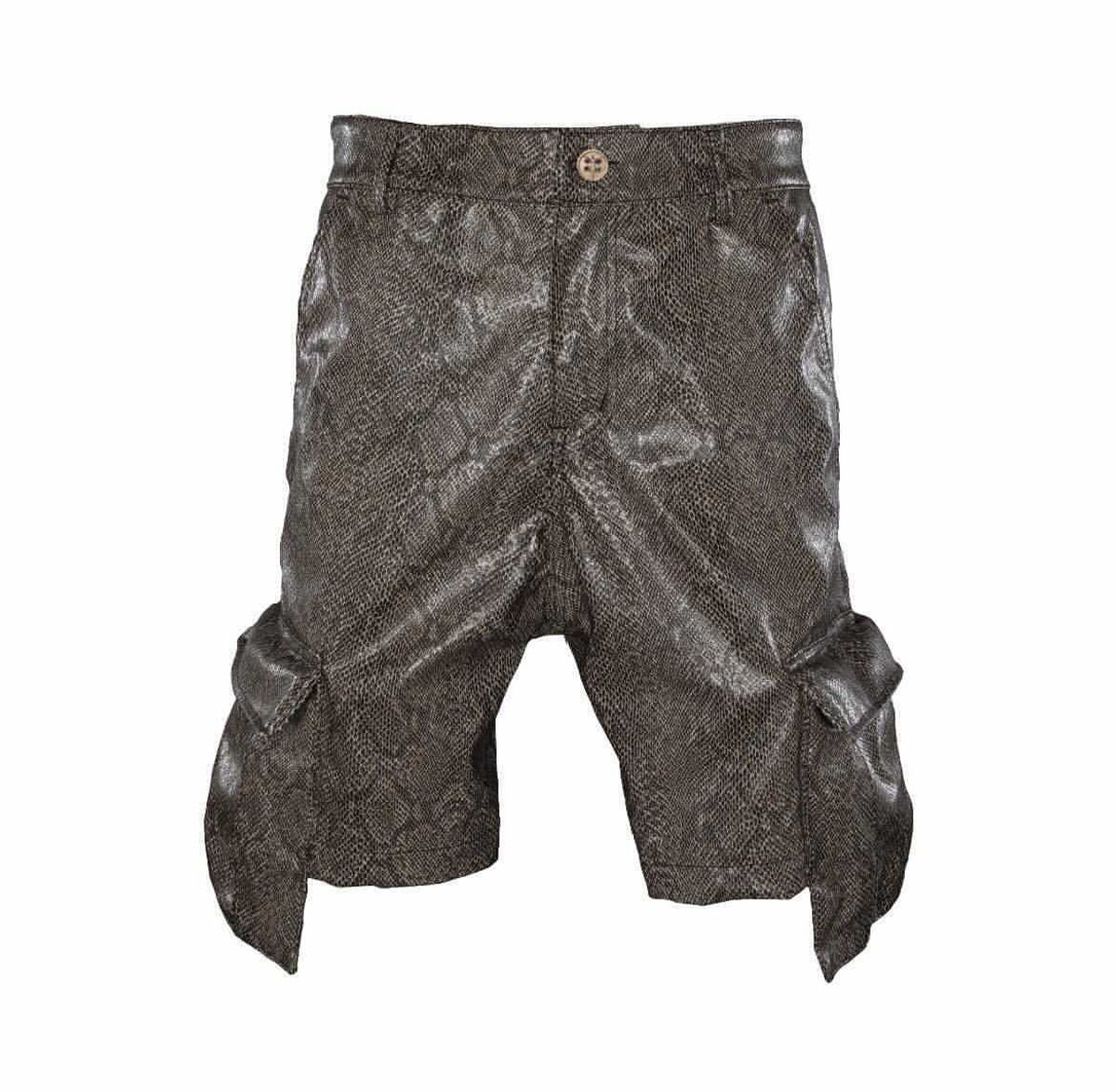 Seventh Heaven Leather Pockets Snakeskin Shorts