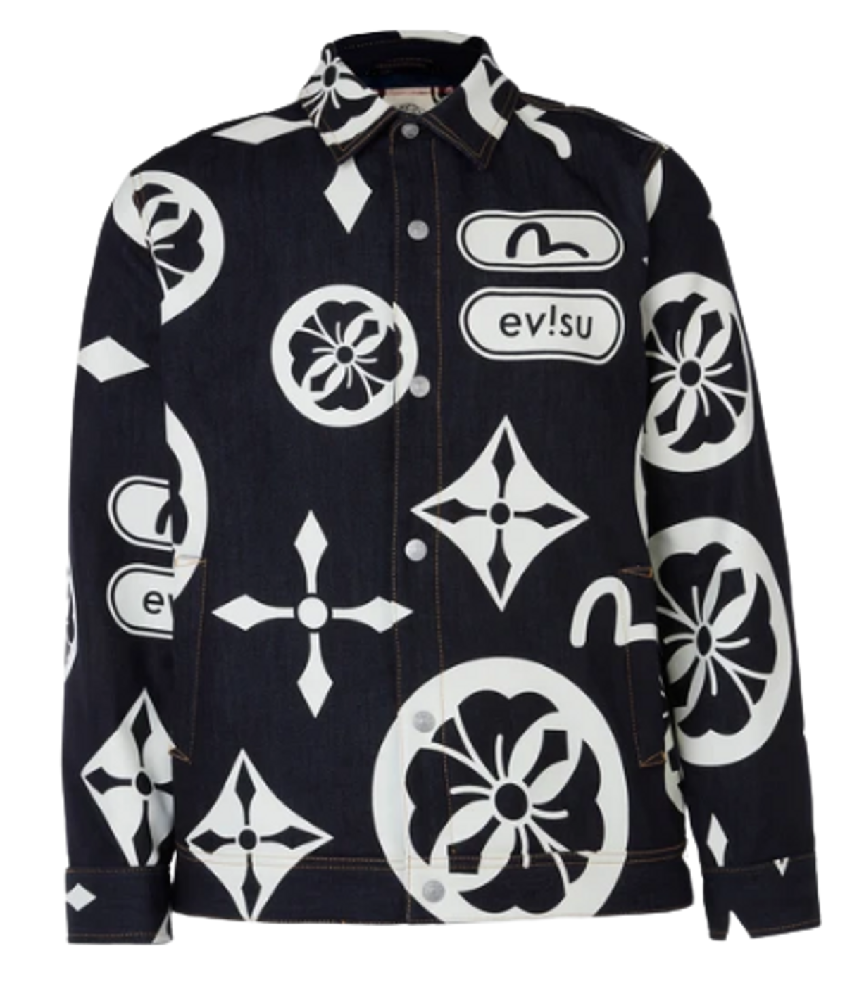 Evisu Kamon All Over Print Padded Denim Jacket