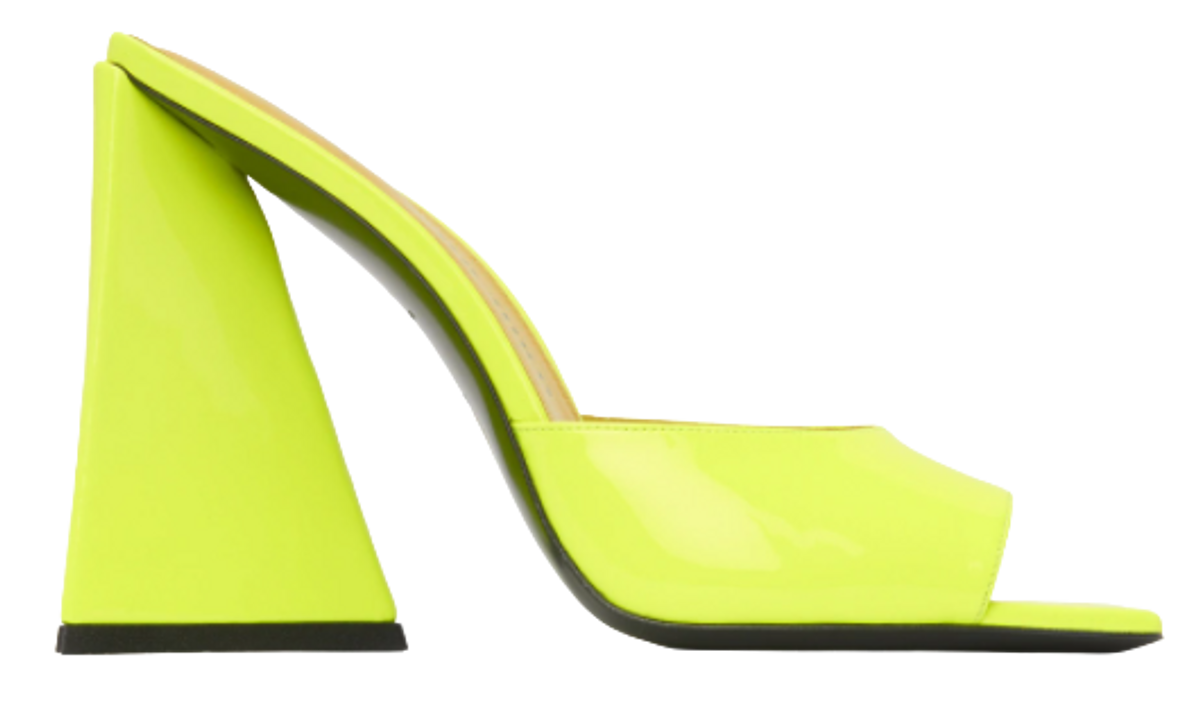 The Attico Exclusive Yellow Patent Devon Heeled Mules