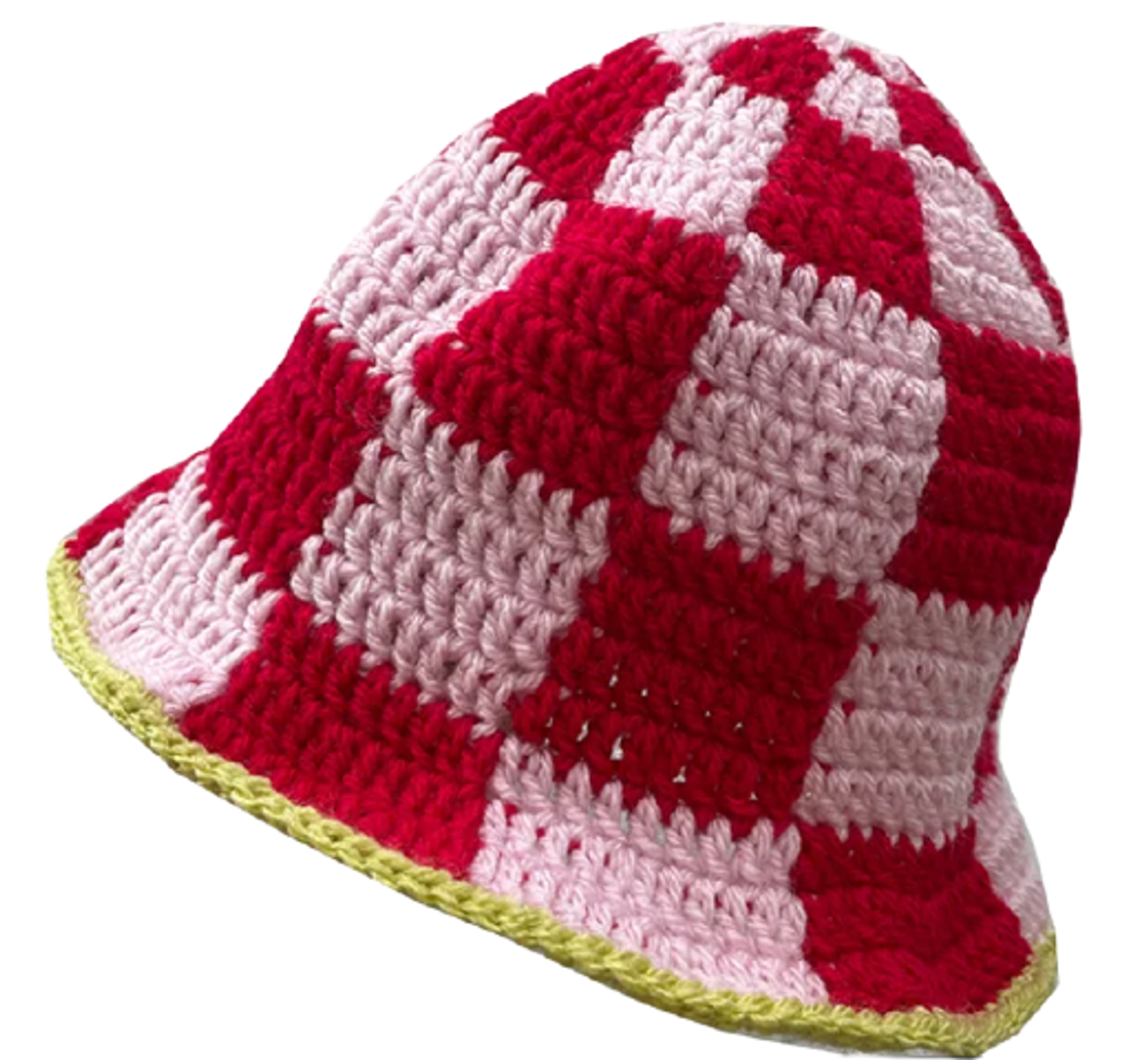 Cowgrl Crochets Pink N Red With Green Edge Hat