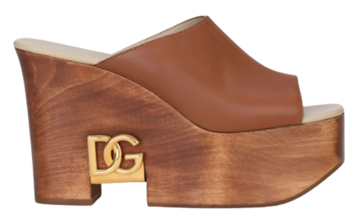 Dolce & Gabbana Logo Plaque Wedge Braun Sandals