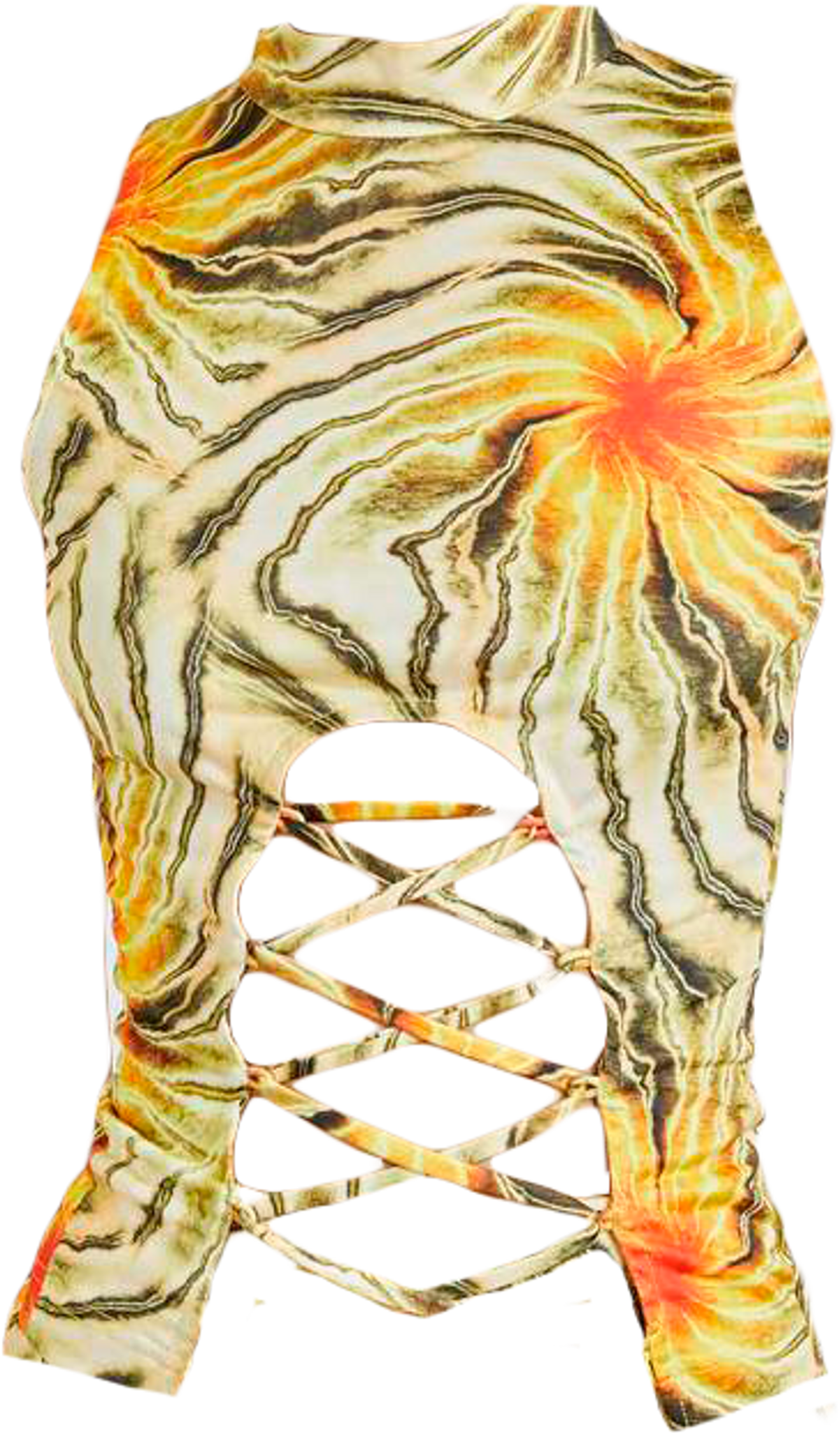 Kim Shui Turtleneck Tropic Lace Up Top