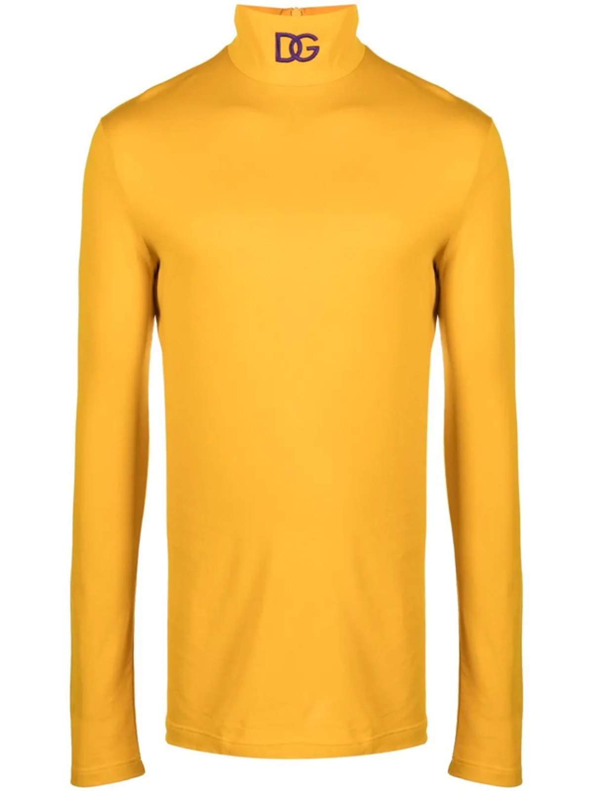 Dolce & Gabbana Logo-embroidered Mock Turtleneck Top In Gelb