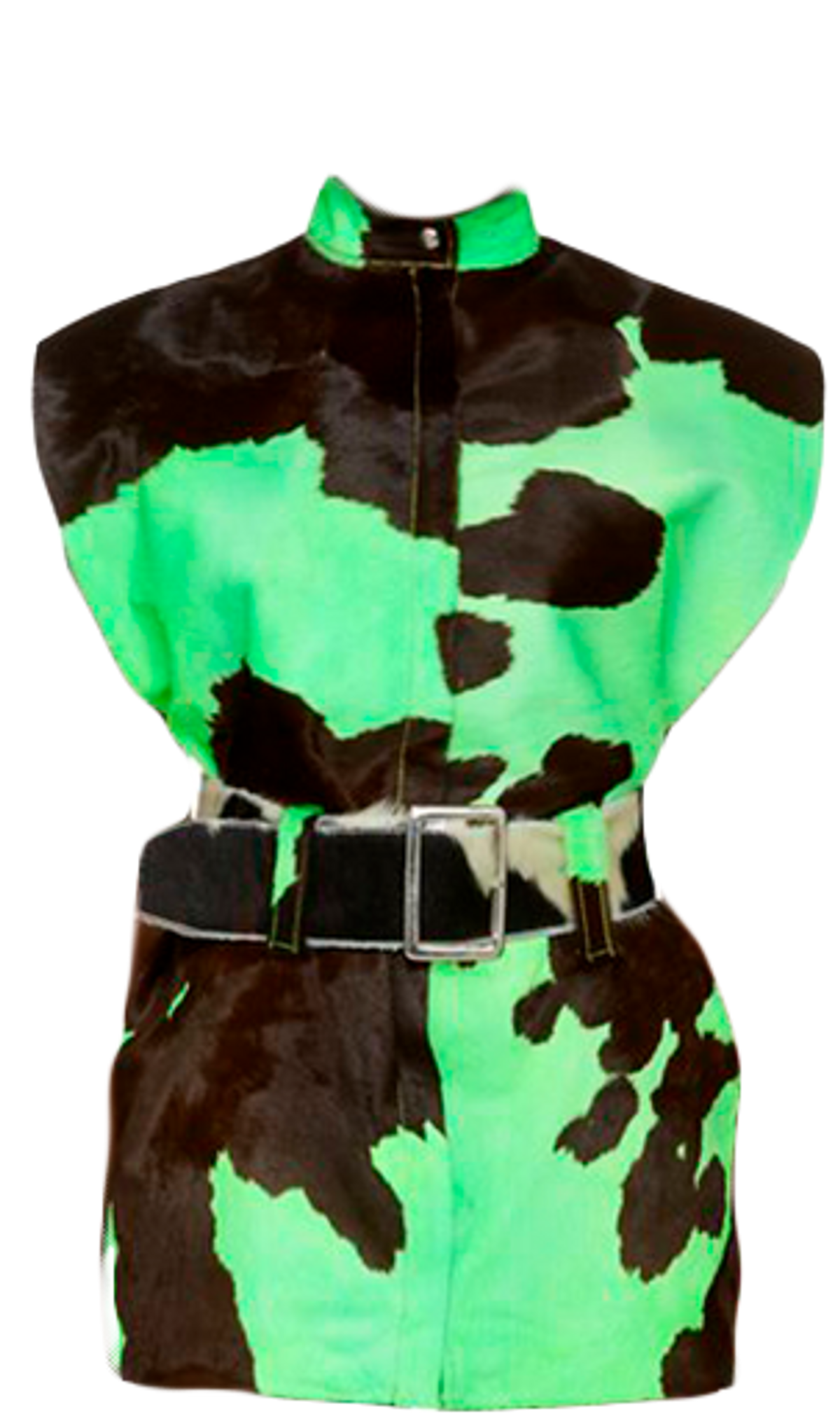 Mowalola Black And Green Calf Hair Acid Vest Dress