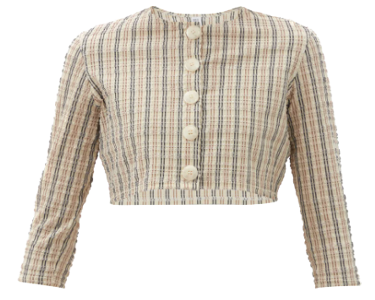 Lisa Marie Fernandez Striped Seersucker Cropped Cardigan