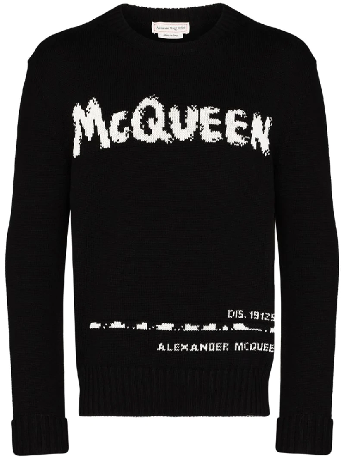 Alexander McQueen Graffiti Logo Intarsia Organic Cotton Black Sweater