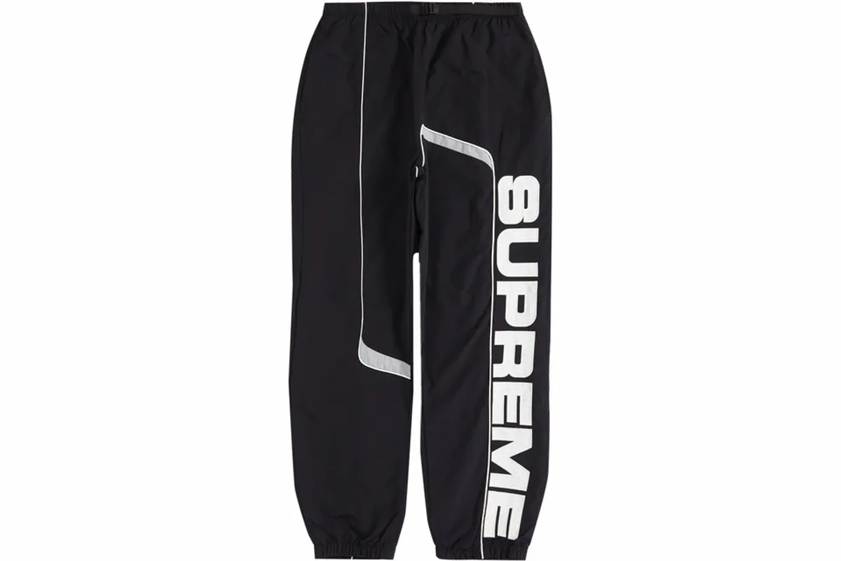 Supreme S Paneled Belted Black Track Pants