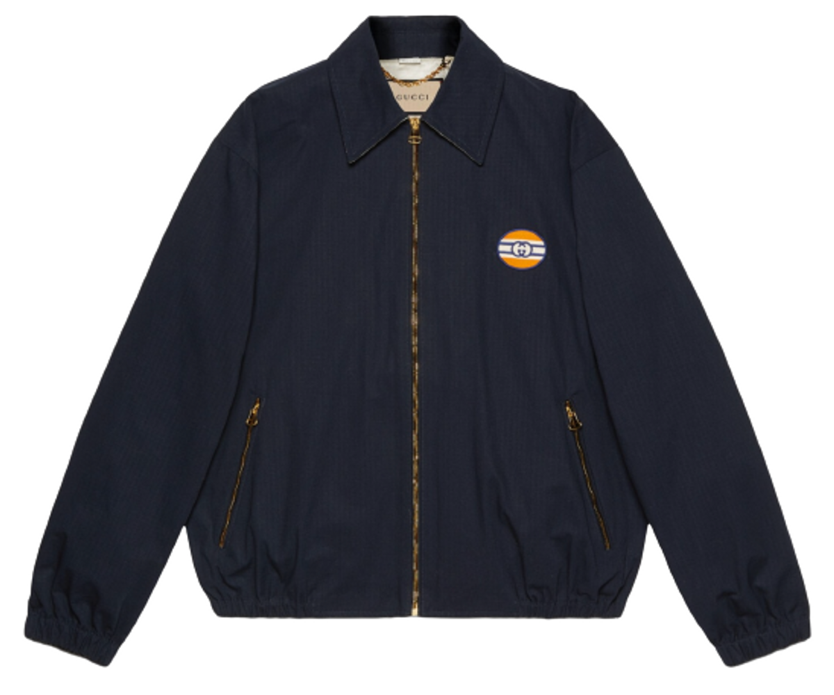Gucci Cotton Nylon Zip Blue Jacket