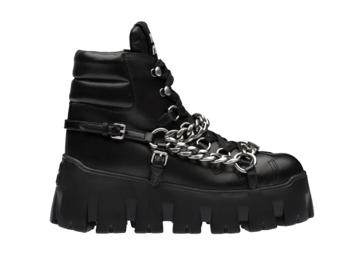 Miu Miu Logo Leather Black Booties