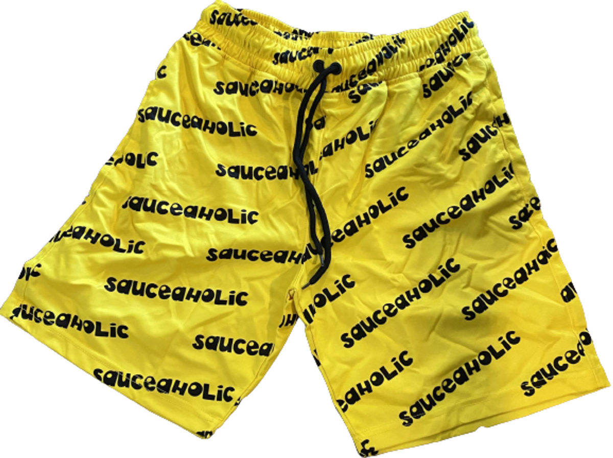 Sauce-A-Holic Apparel Logo Cozy Drip Yellow Shorts