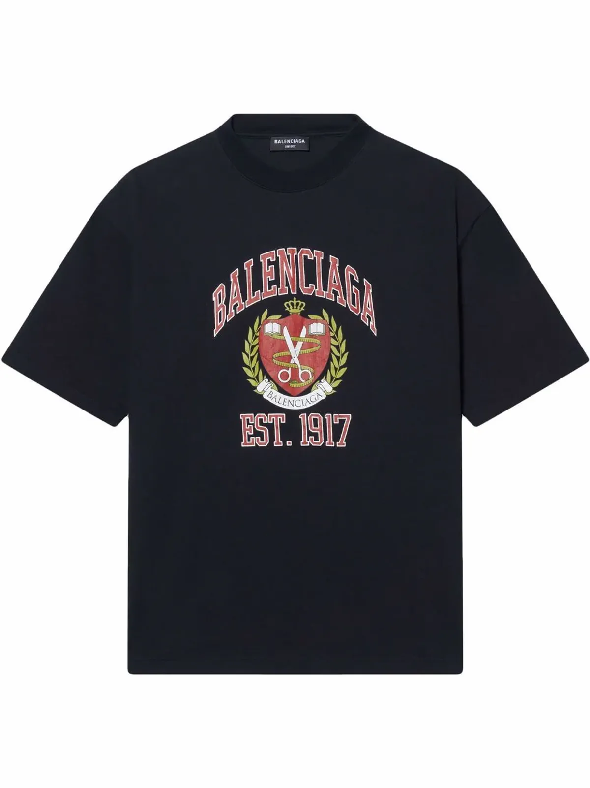Balenciaga Logo Crest Print Black T-Shirt