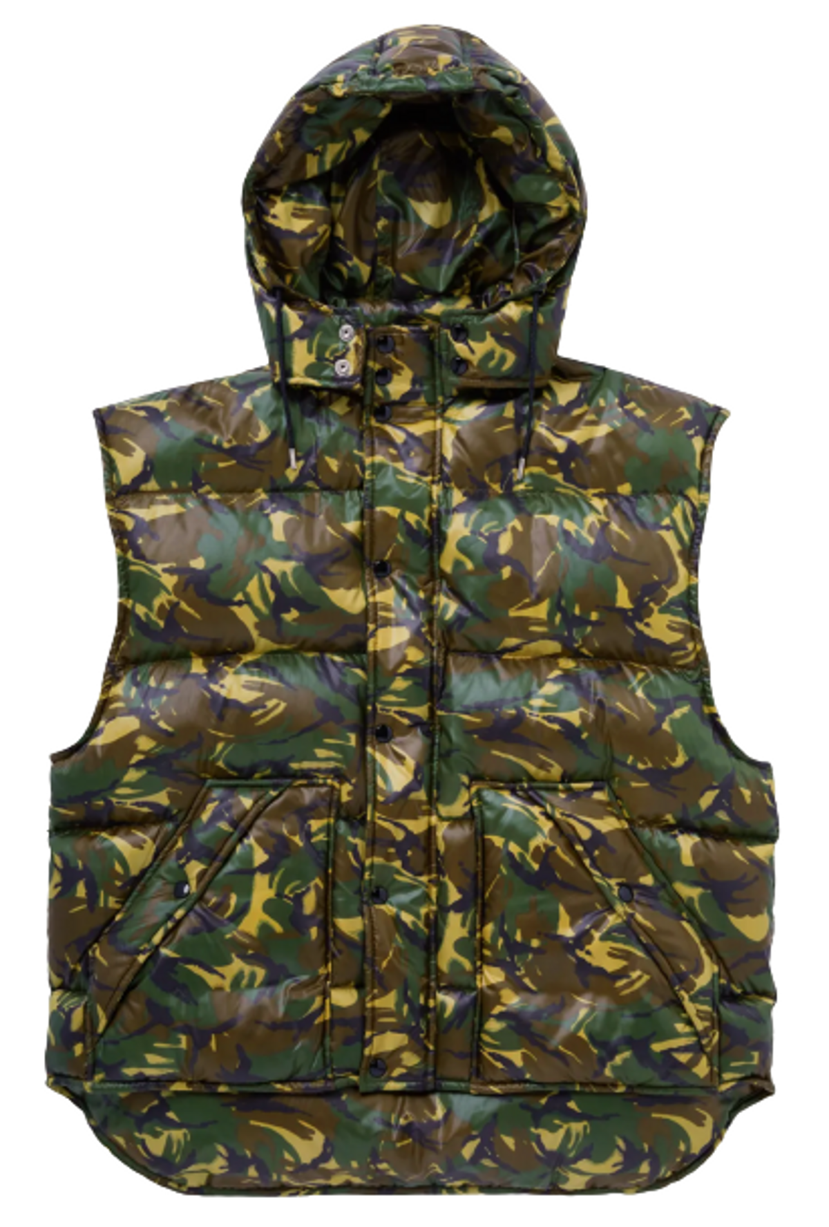 Celine Camouflage-Print Quilted Shell Hooded Gilet