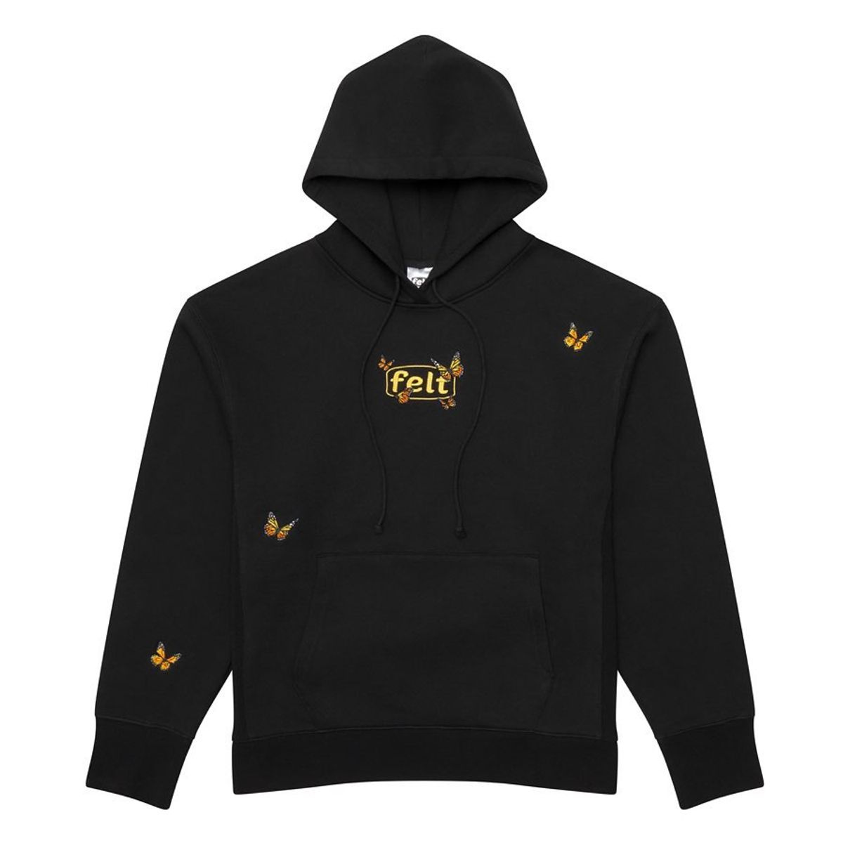 Felt Logo Butterfly Garden Black Hoodie