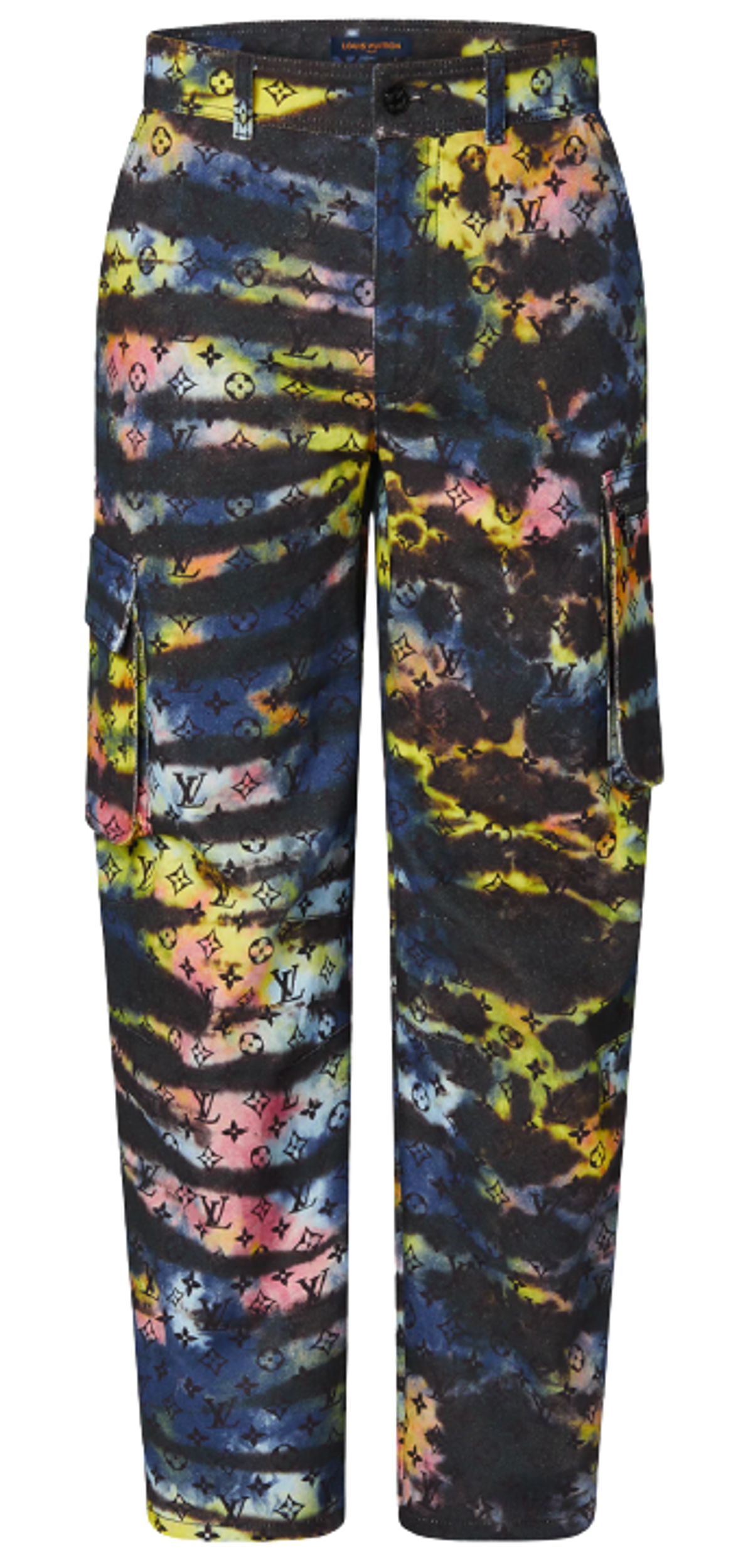 Louis Vuitton Printed Monogram Tie-Dye Cargo Denim Pants