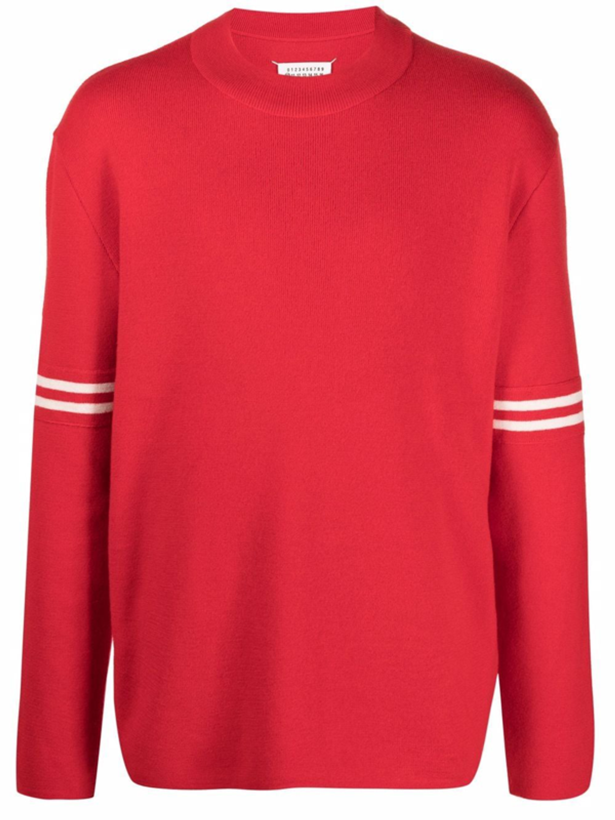 Maison Margiela Stripe-Detail Long-Sleeve Red Jumper