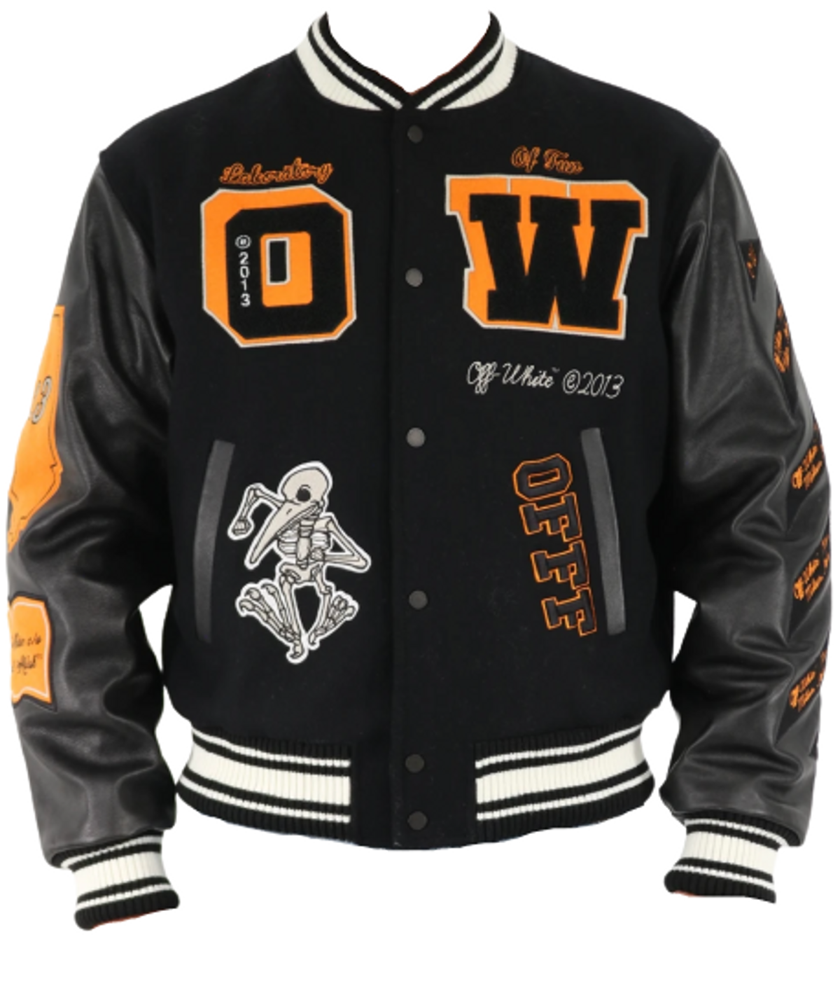 Off-White Black Bomber With All-over Embroidery