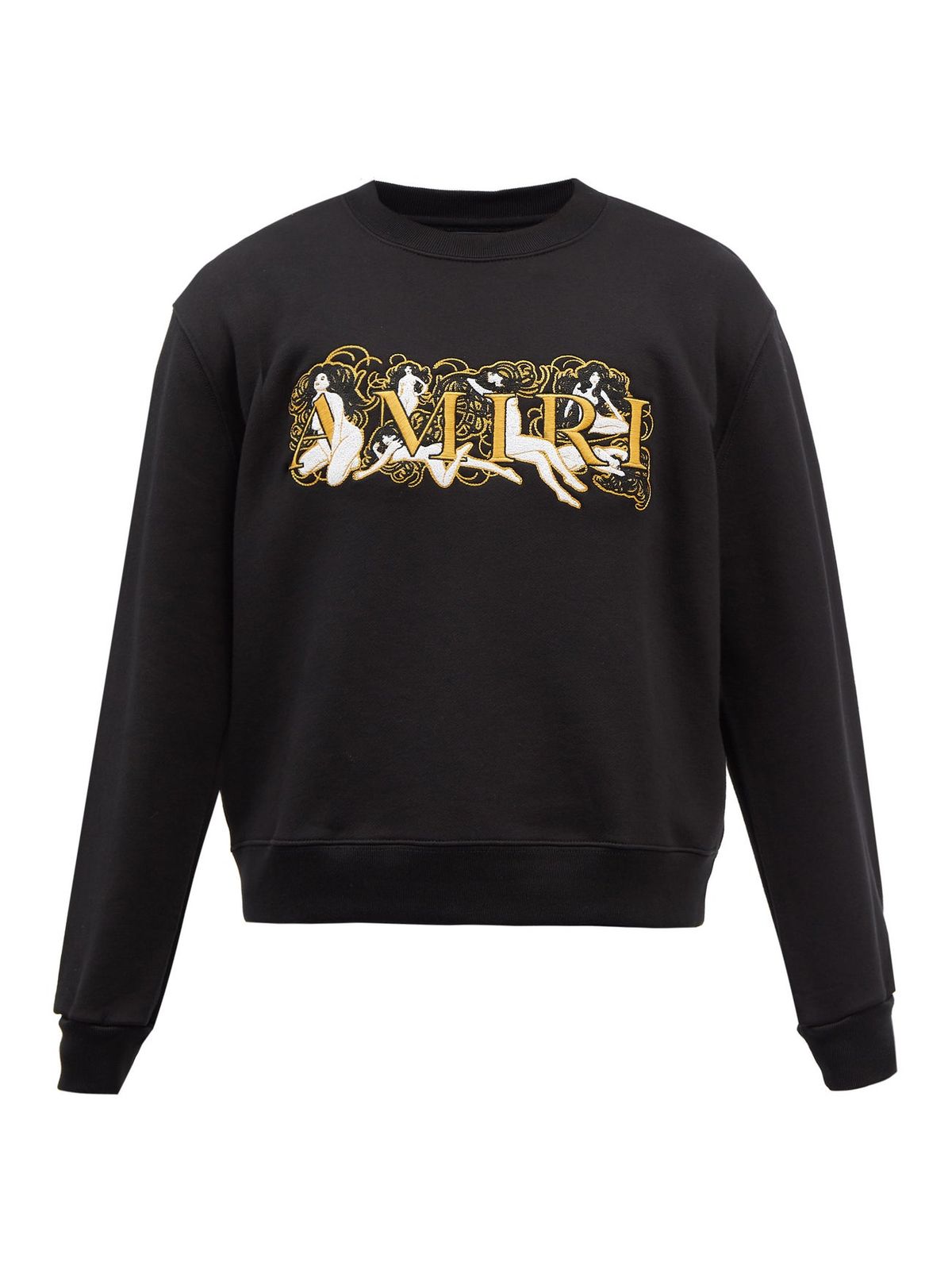 Amiri Logo-Embroidered Cotton-Jersey Black Sweatshirt