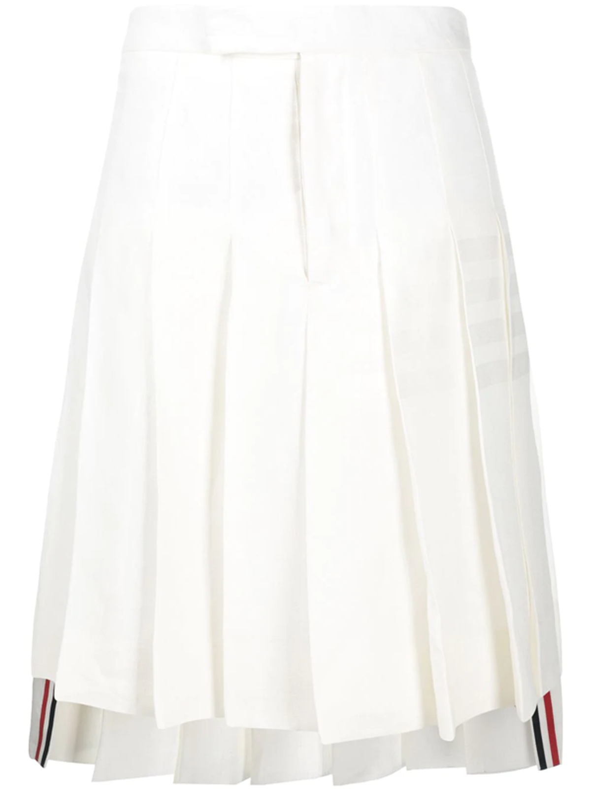 Thom Browne 4-bar Knee-length Pleated Skirt In White