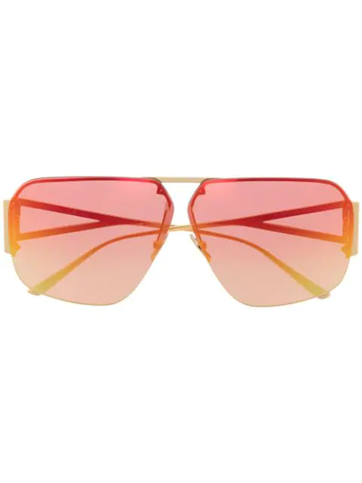 Bottega Veneta Mirrored Aviator-frame Sunglasses In Gold