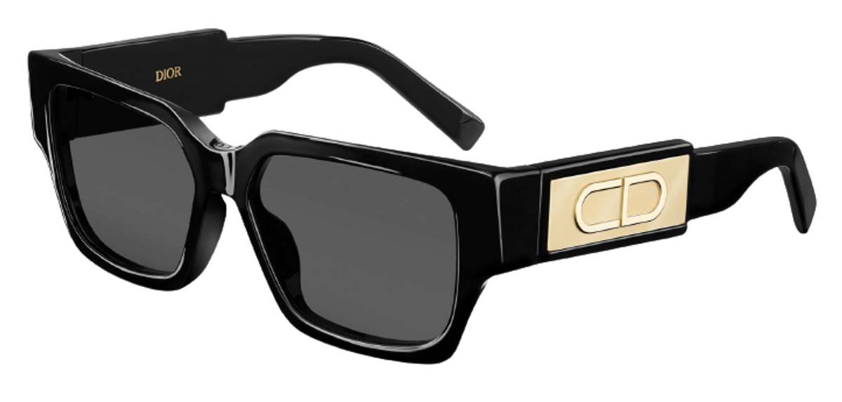 Dior CD Black and Gold-Finish Square Sunglasses