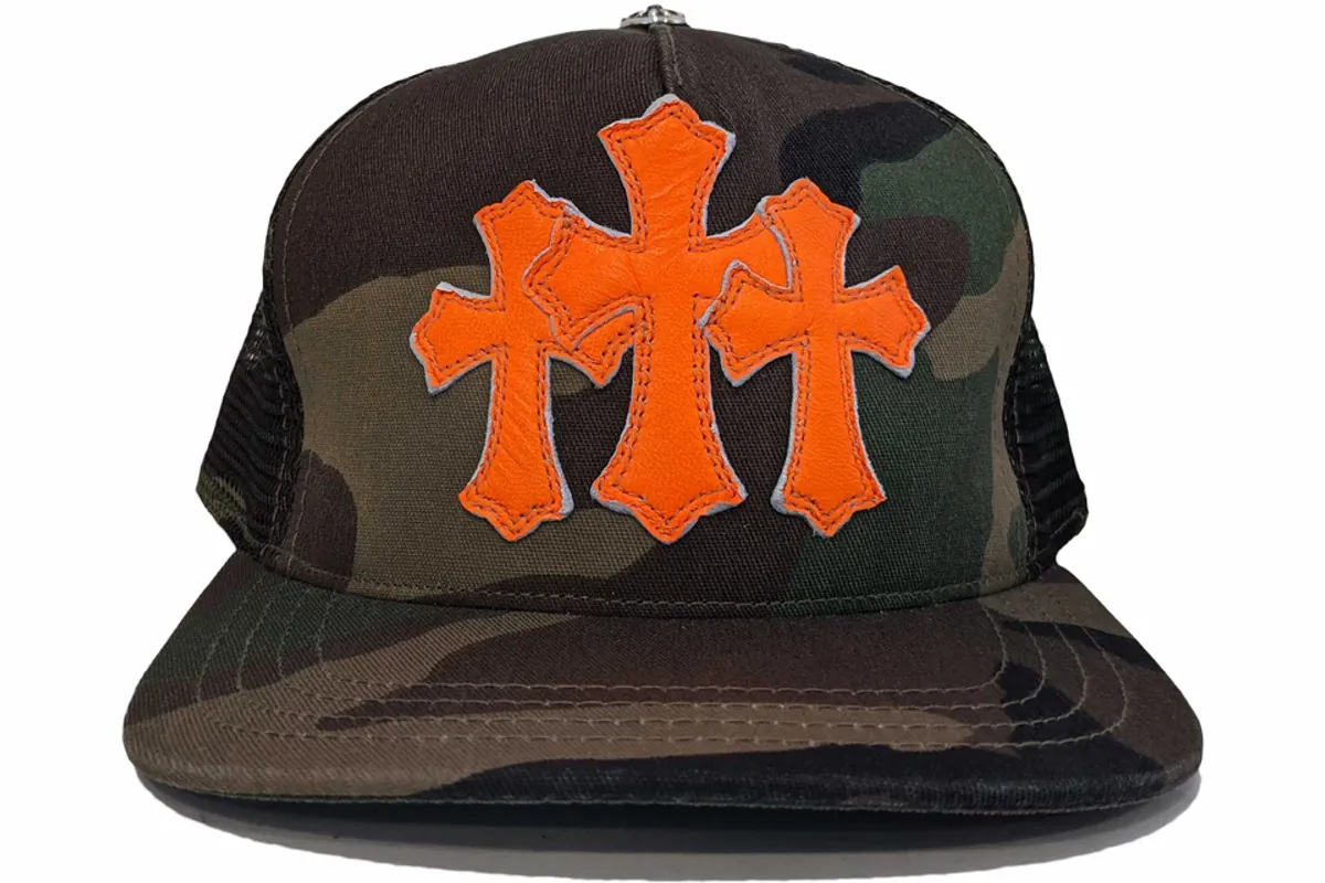 Chrome Hearts Orange Cemetery Camo Trucker Cap